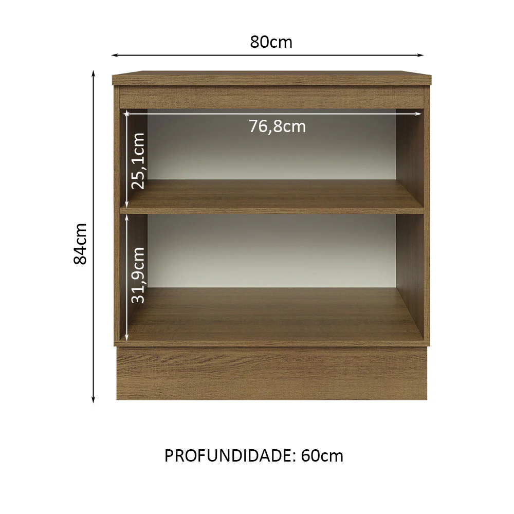 Balcão Madesa Glamy 80 x 60 cm 2 Portas (Com Tampo) Rustic - Image 3