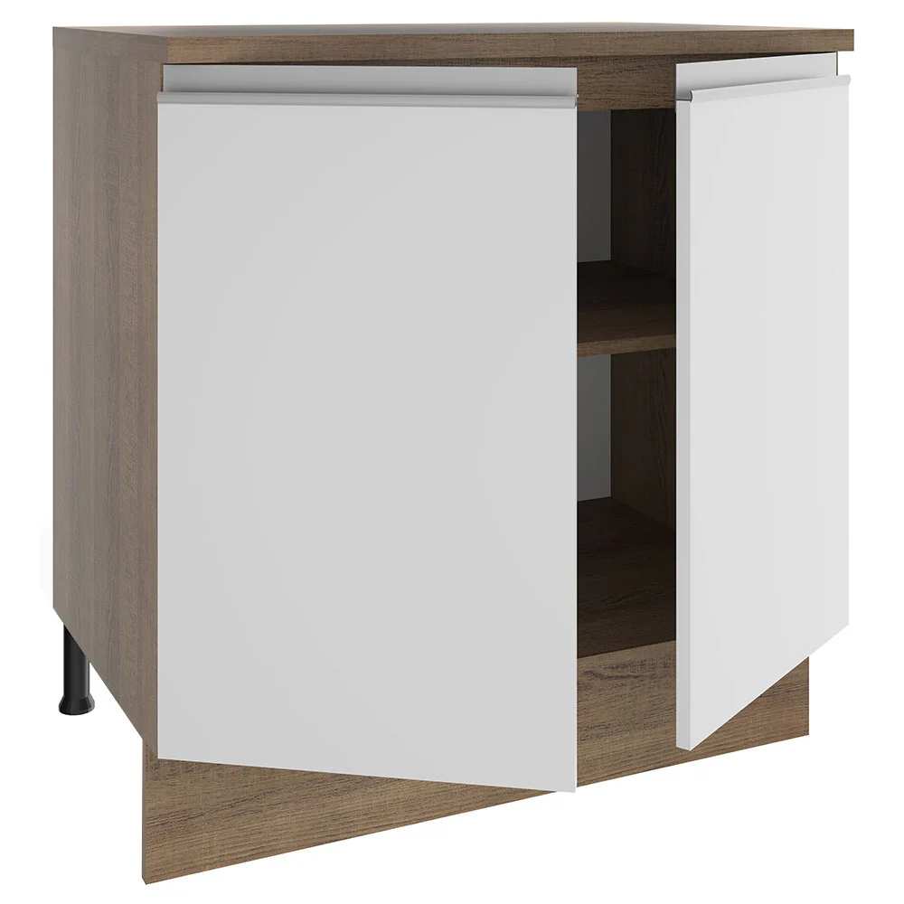Balcão Madesa Glamy 80 x 60 cm 2 Portas (Com Tampo) Rustic/Branco - Image 5