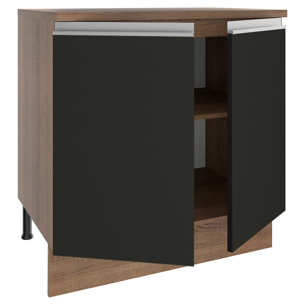 Balcão Madesa Glamy 80 x 60 cm 2 Portas (Com Tampo) Rustic/Preto - Image 4
