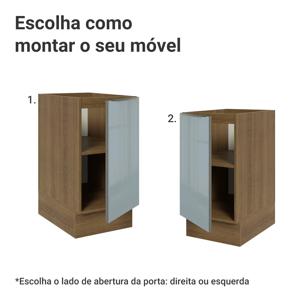 Balcão de Cozinha 40 x 60 cm 1 Porta (Sem Tampo) Rustic/Cinza Lux Madesa - Image 5