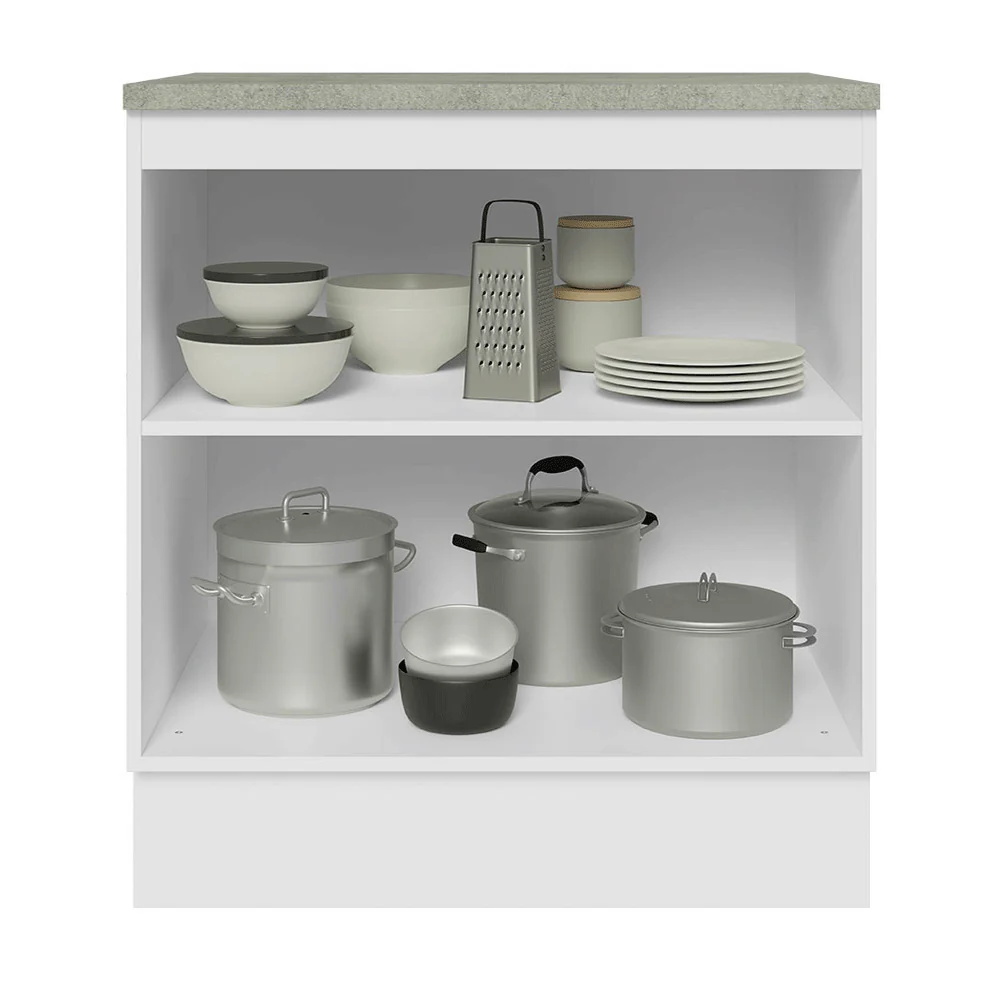 Balcão de Cozinha 70 x 60 cm 2 Portas (Com Tampo) Branco/Cinza Lux Madesa - Image 4