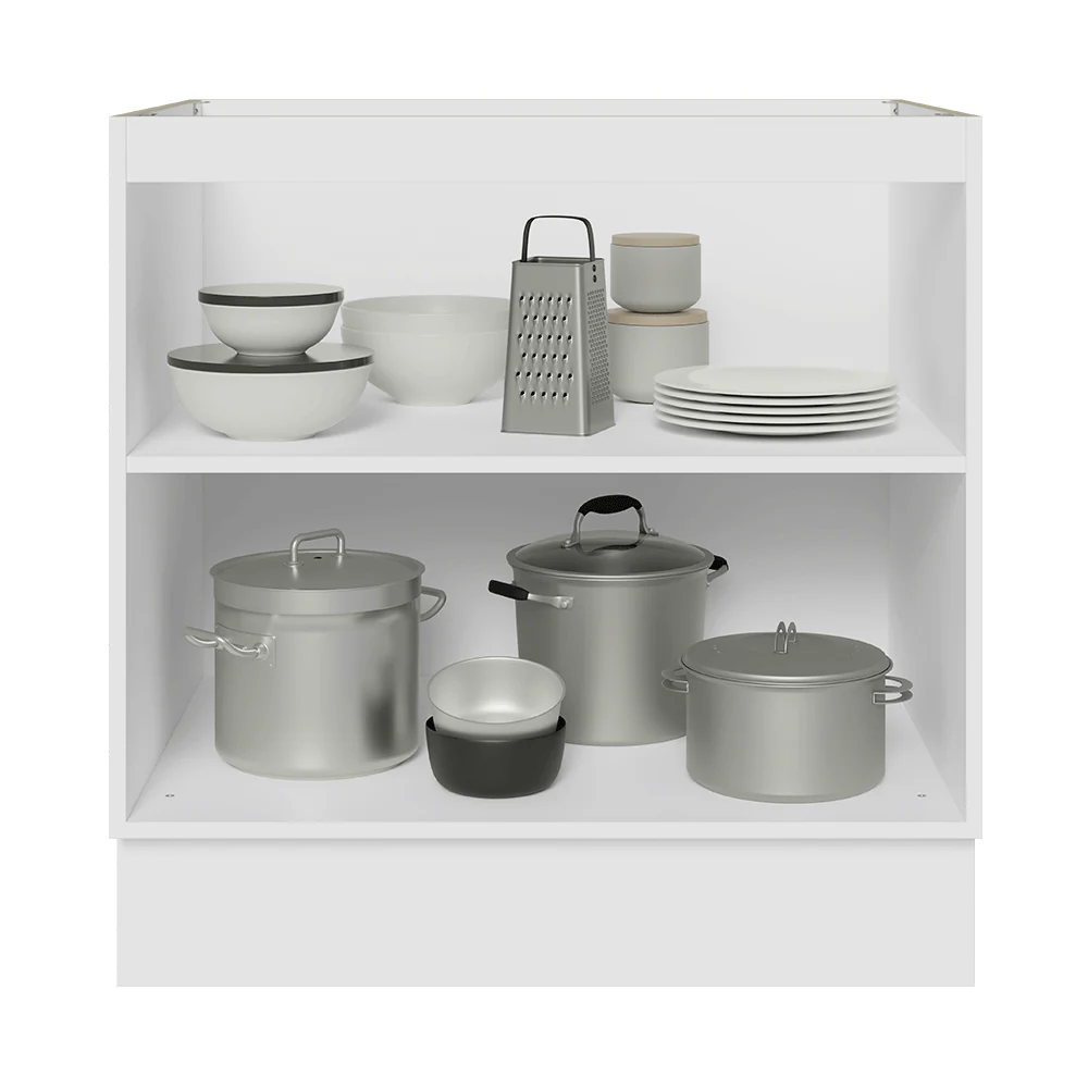 Balcão de Cozinha 80 x 60 cm 2 Portas (Sem Tampo) Branco/Branco Veludo Lux Madesa - Image 4