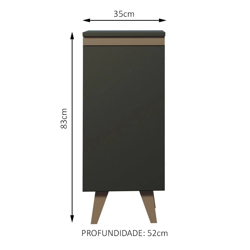 Balcão Madesa Reims 35 cm 1 Porta Preto - Image 2
