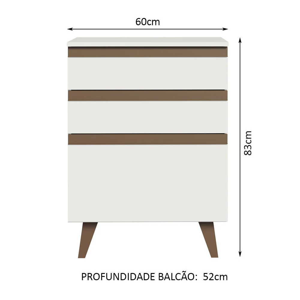 Balcão Madesa Reims 60 cm 3 Gavetas Branco - Image 2