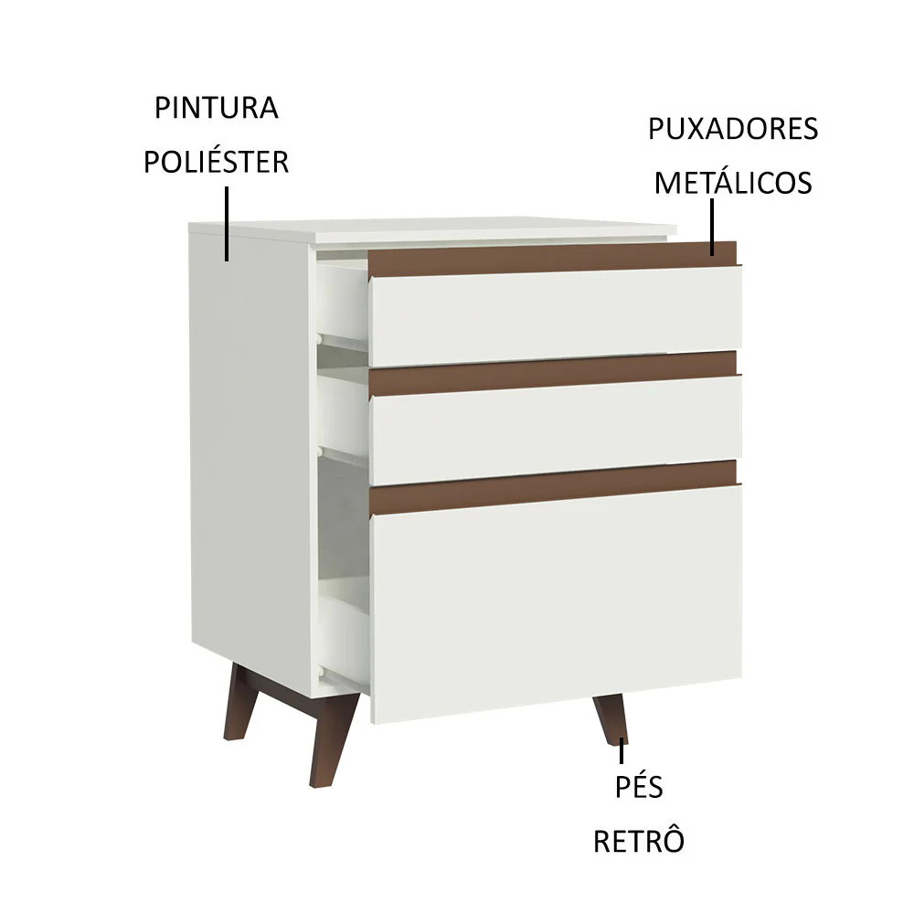 Balcão Madesa Reims 60 cm 3 Gavetas Branco - Image 3
