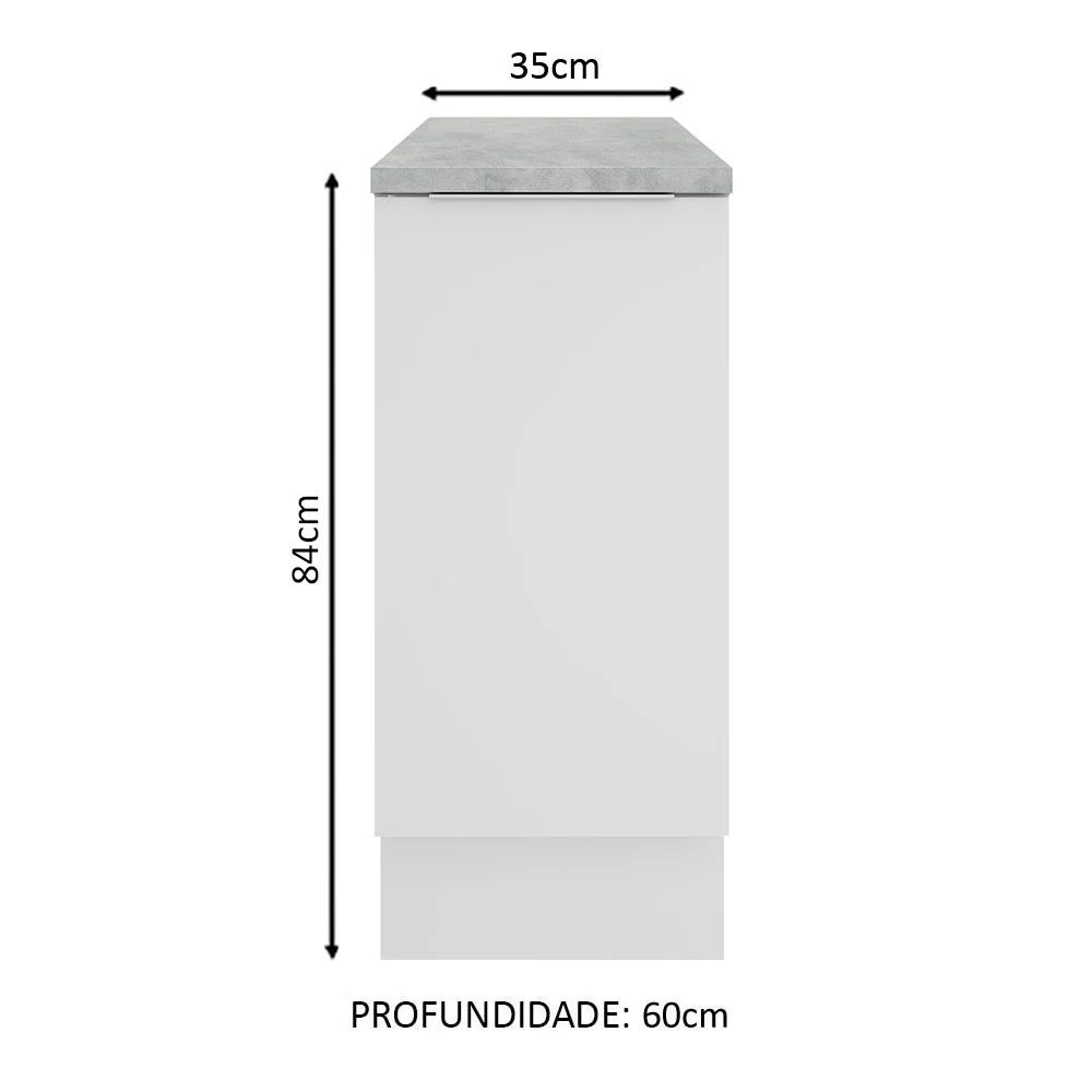 Balcão Madesa Stella 35 x 60 cm 1 Porta (Com Tampo) Branco - Image 2