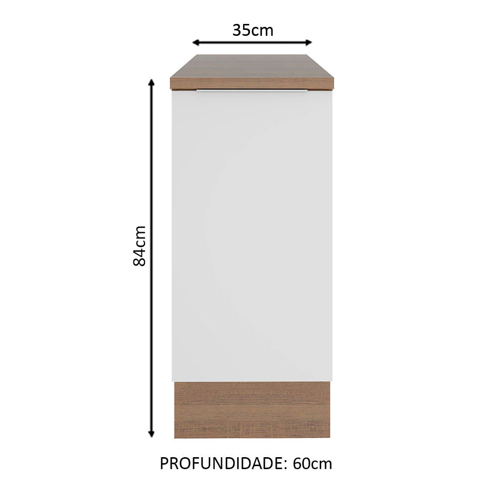 Balcão Madesa Stella 35 x 60 cm 1 Porta (Com Tampo) Rustic/Branco - Image 2