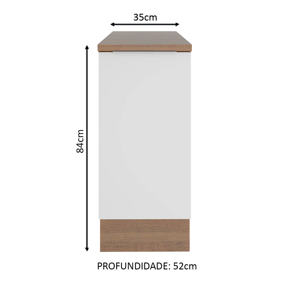 Balcão Madesa Stella 35 cm 1 Porta Rustic/Branco - Image 2