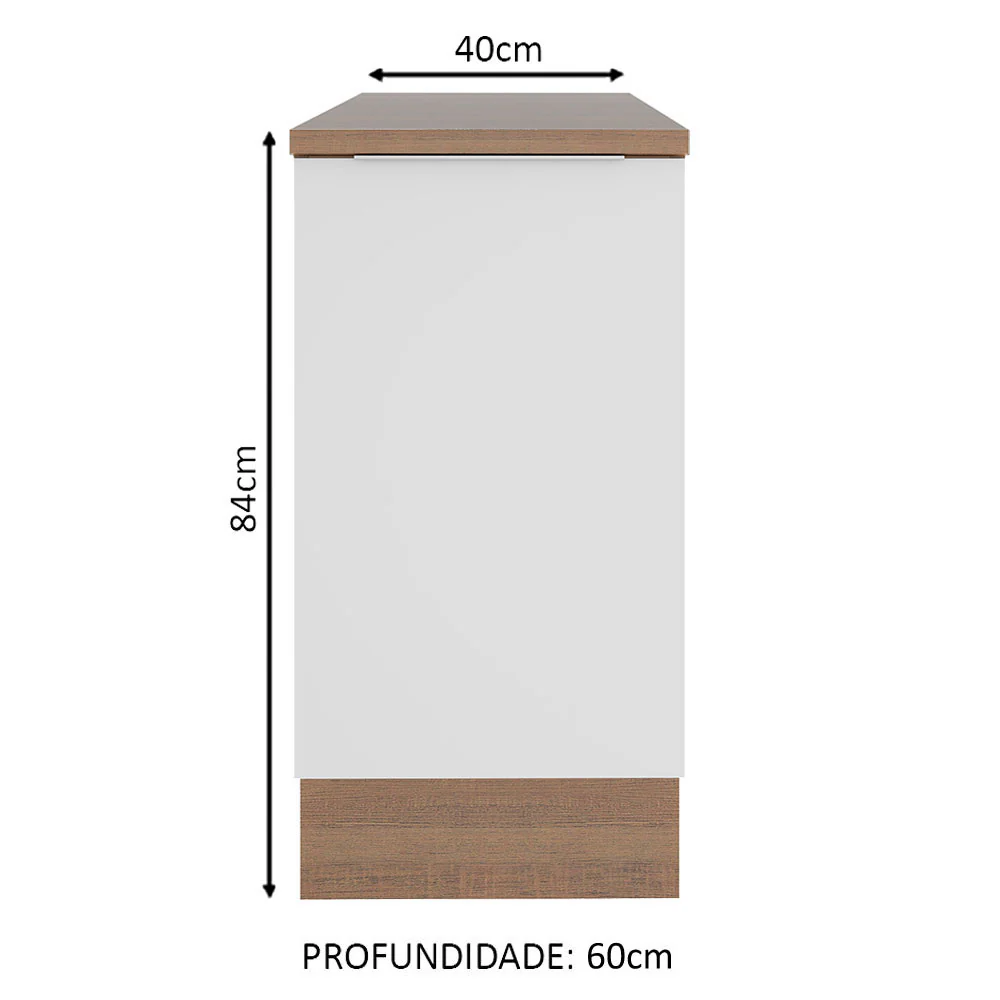 Balcão Madesa Stella 40 x 60 cm 1 Porta (Com Tampo) Rustic/Branco - Image 2