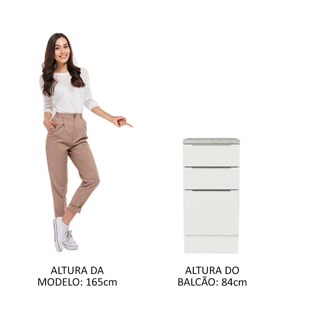Balcão Madesa Stella 40 x 60 cm 3 Gavetas (Com Tampo) Branco - Image 4