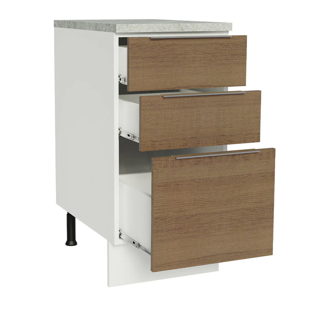 Balcão Madesa Stella 40 x 60 cm 3 Gavetas (Com Tampo) Branco/Rustic - Image 3