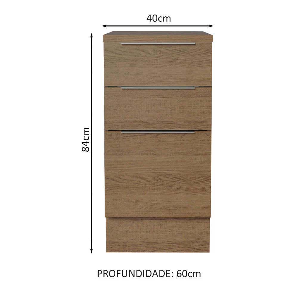 Balcão Madesa Stella 40 x 60 cm 3 Gavetas (Com Tampo) Rustic - Image 2