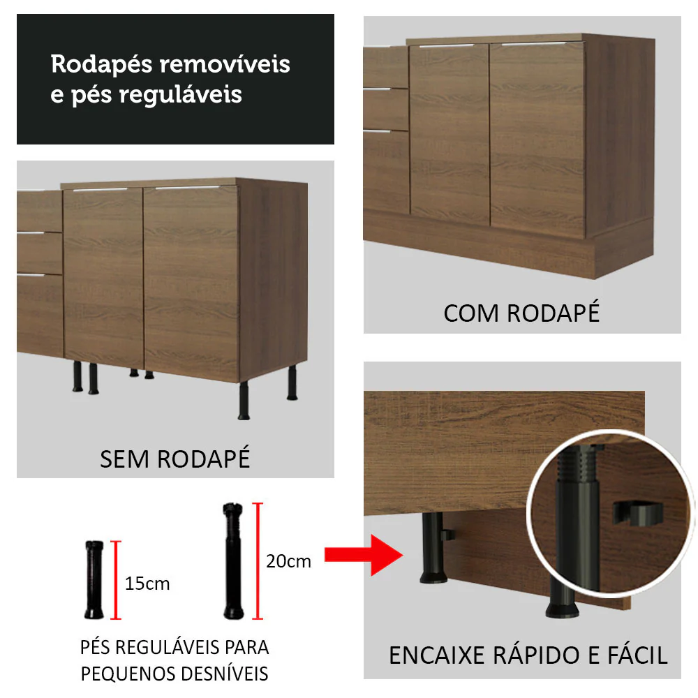 Balcão Madesa Stella 40 x 60 cm 3 Gavetas (Com Tampo) Rustic - Image 7