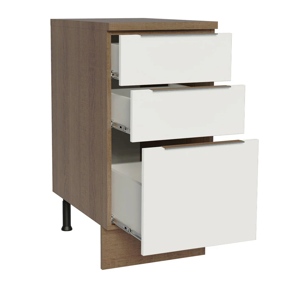 Balcão Madesa Stella 40 x 60 cm 3 Gavetas (Com Tampo) Rustic/Branco - Image 3