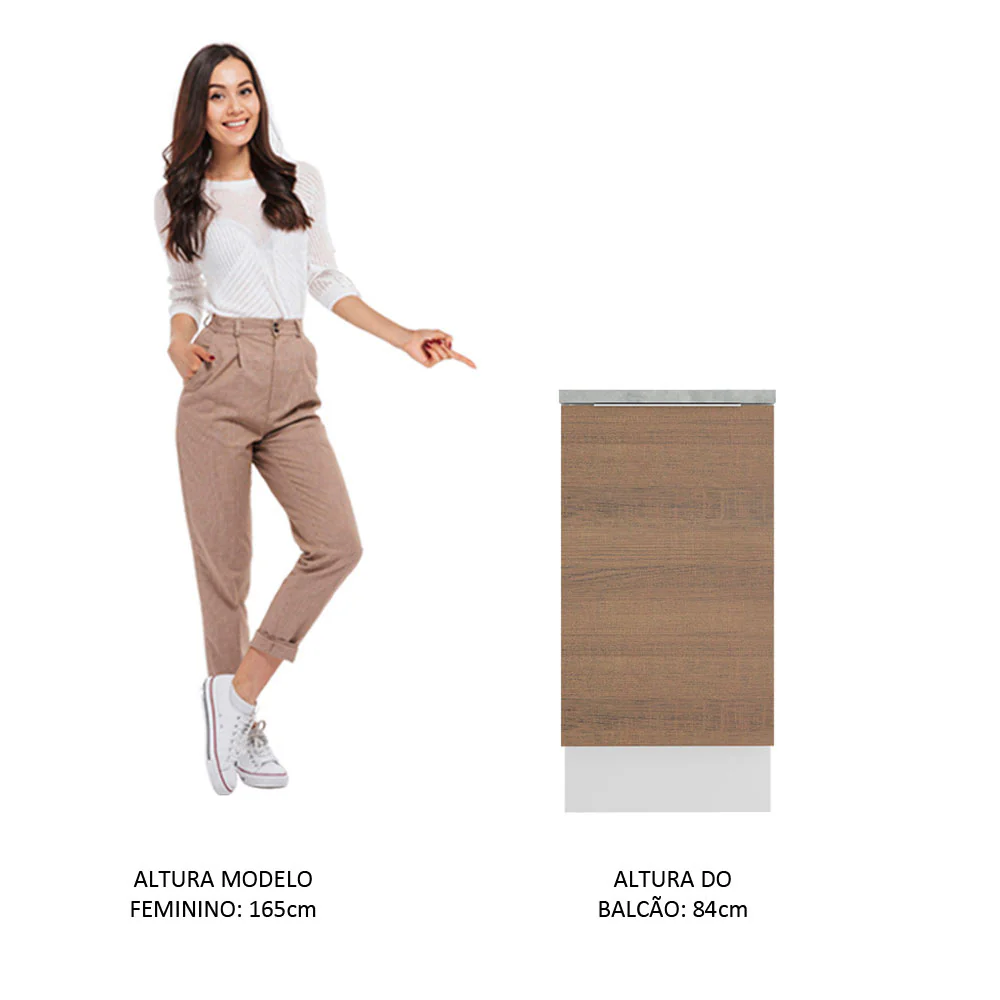 Balcão Madesa Stella 40 cm 1 Porta Branco/Rustic - Image 5