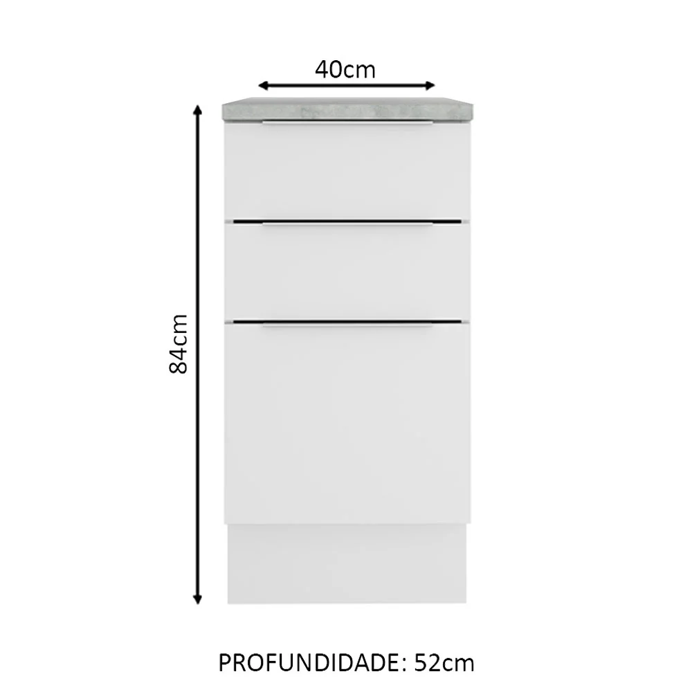 Balcão Madesa Stella 40 cm 3 Gavetas Branco - Image 2
