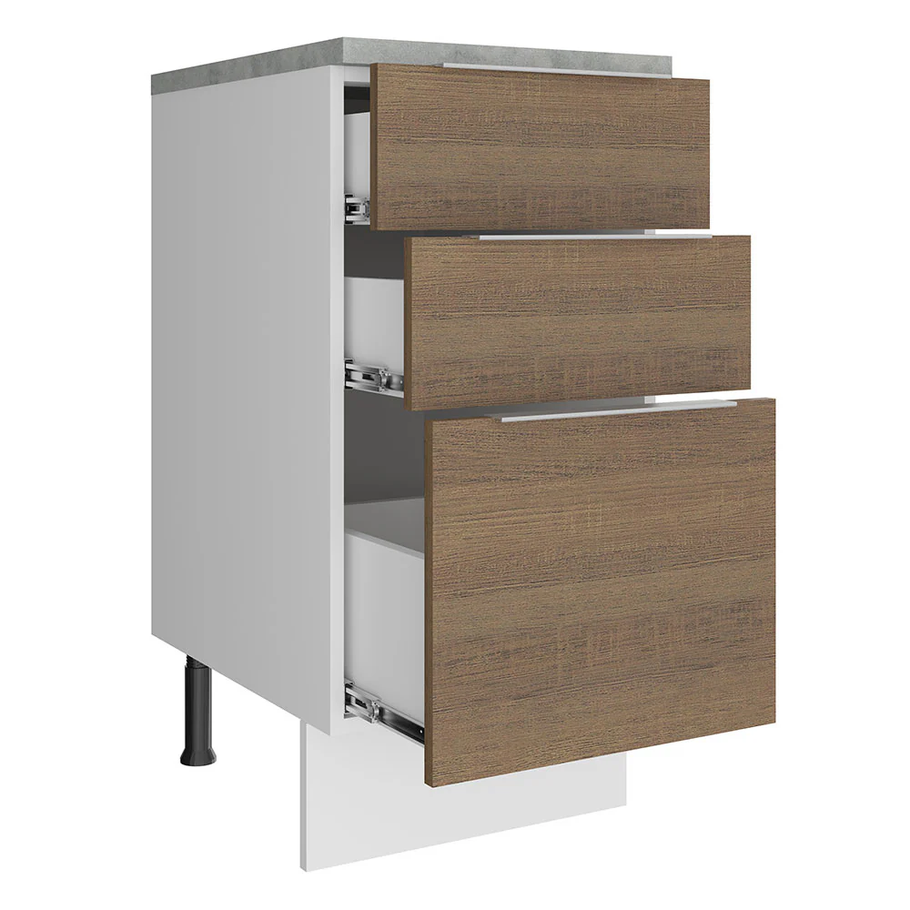 Balcão Madesa Stella 40 cm 3 Gavetas Branco/Rustic - Image 3