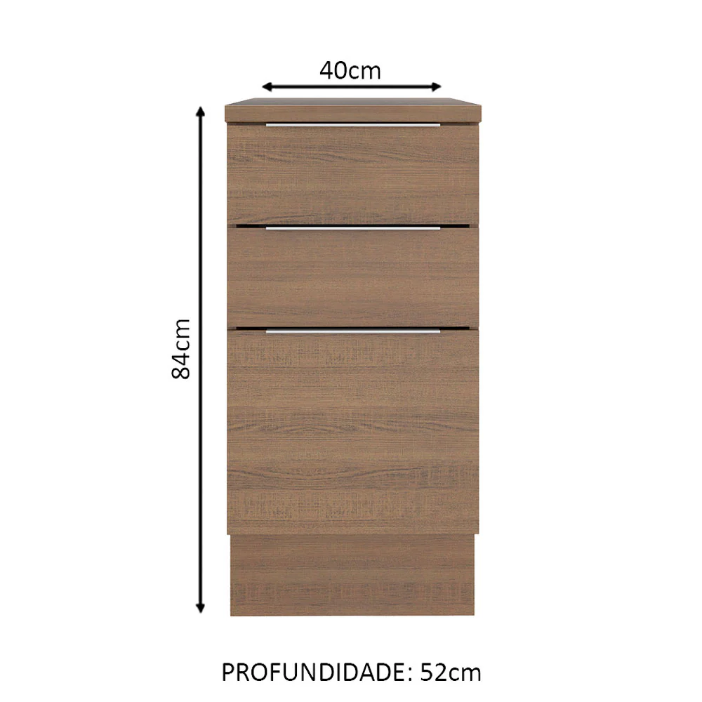 Balcão Madesa Stella 40 cm 3 Gavetas Rustic - Image 2