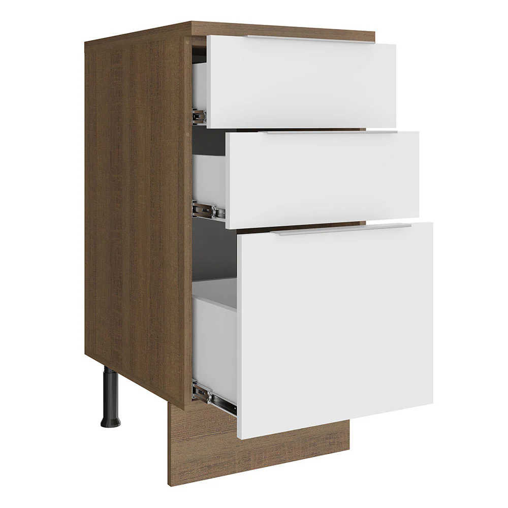 Balcão Madesa Stella 40 cm 3 Gavetas Rustic/Branco - Image 3