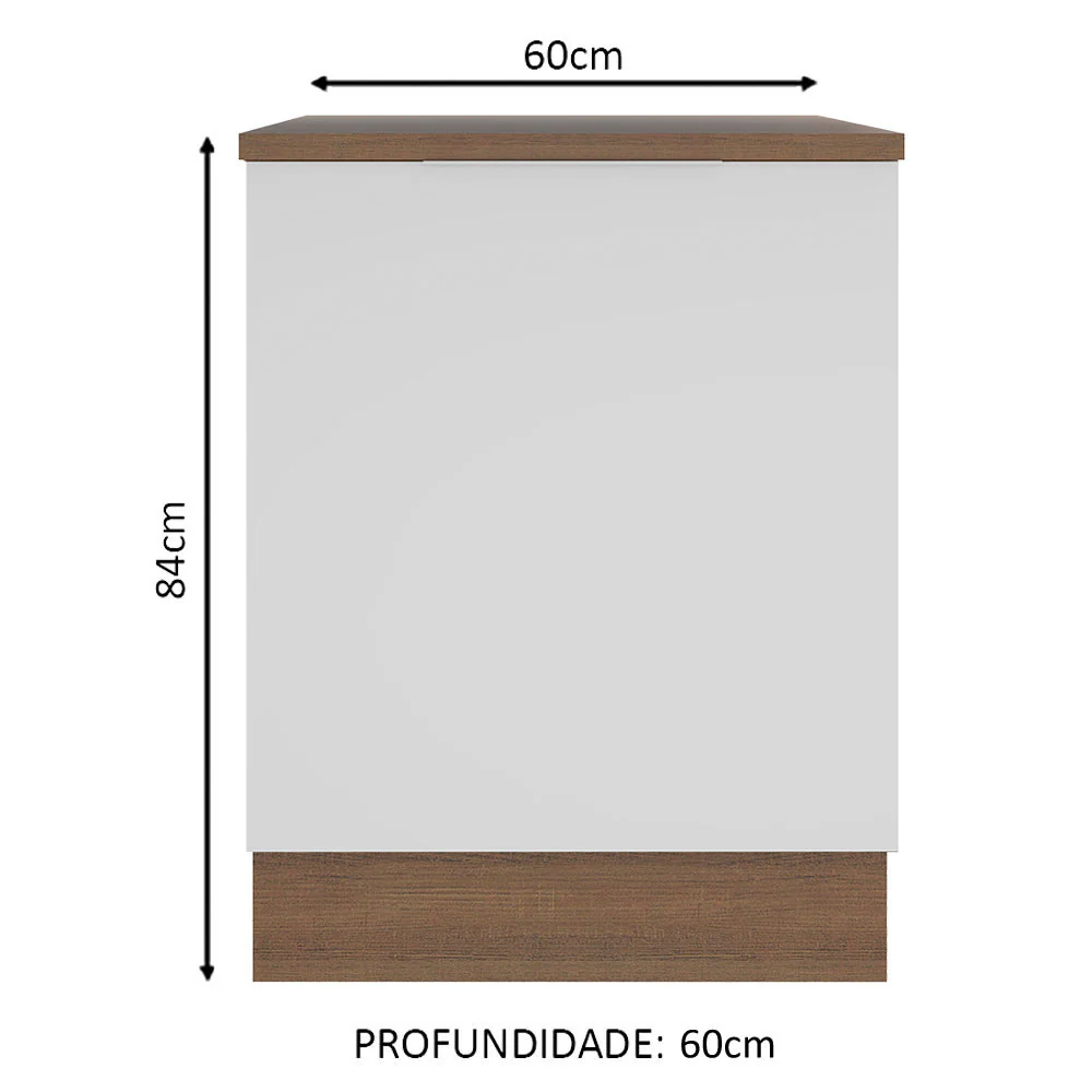 Balcão Madesa Stella 60 x 60 cm 1 Porta (Com Tampo) Rustic/Branco - Image 2