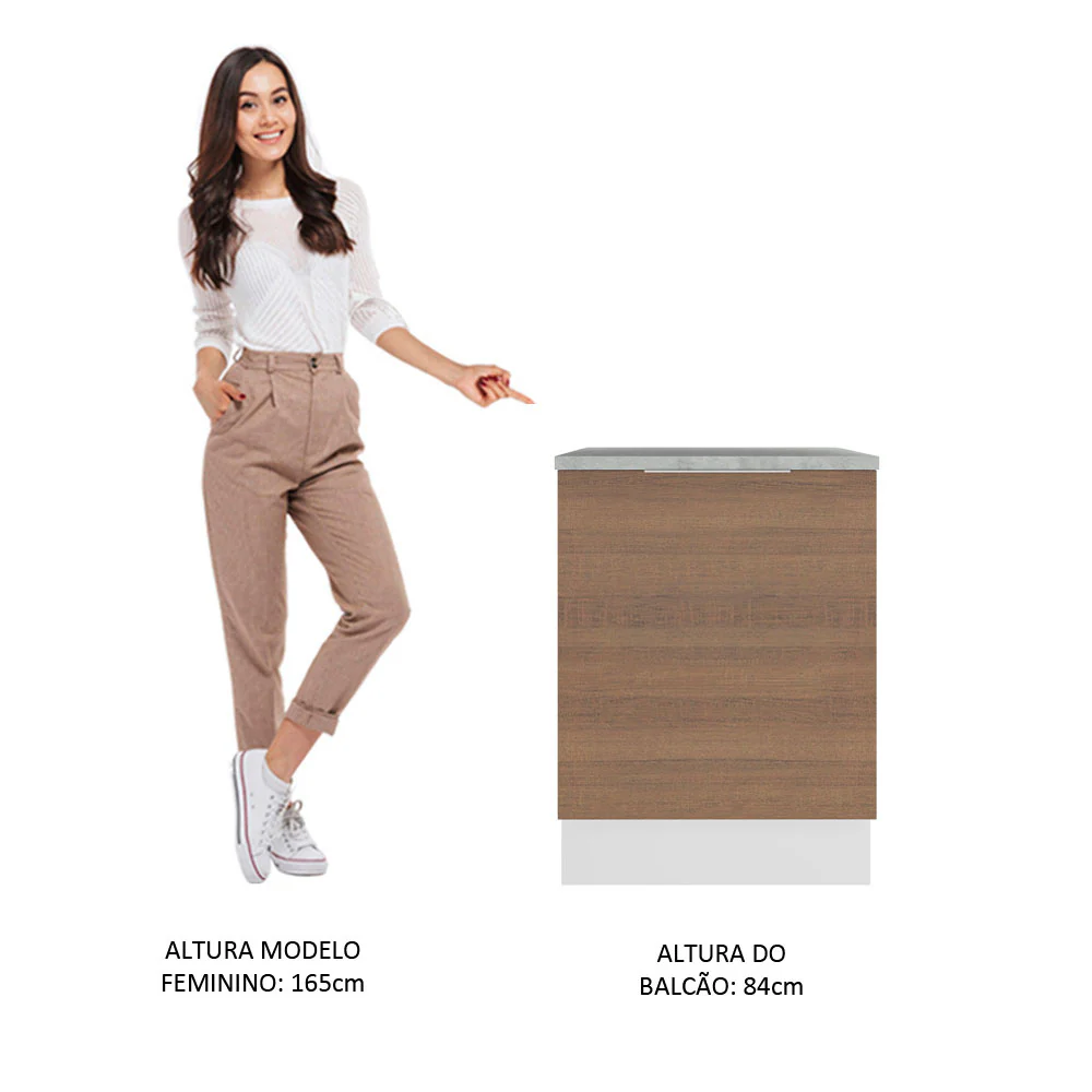 Balcão Madesa Stella 60 cm 1 Porta Branco/Rustic - Image 5