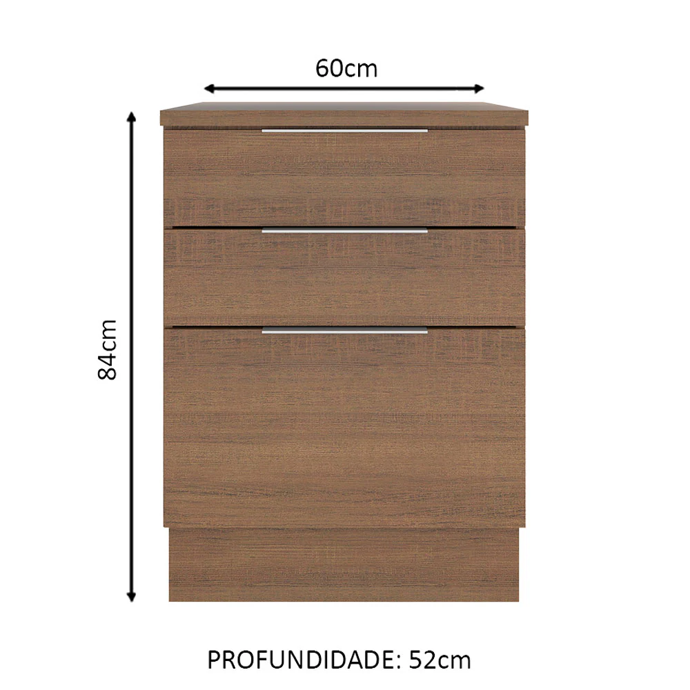 Balcão Madesa Stella 60 cm 3 Gavetas Rustic - Image 2