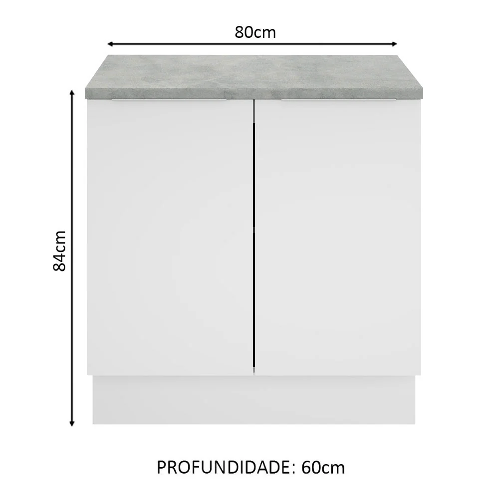 Balcão Madesa Stella 80 x 60 cm 2 Portas (Com Tampo) Branco - Image 2