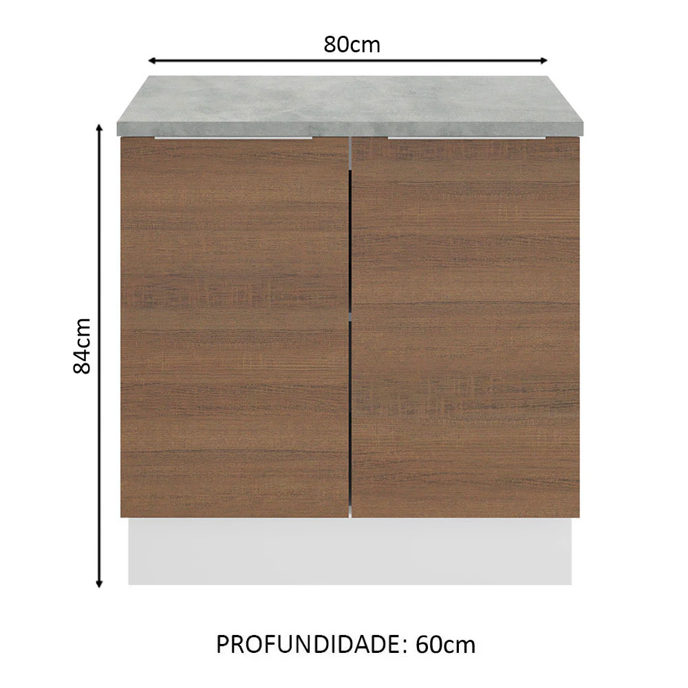 Balcão Madesa Stella 80 x 60 cm 2 Portas (Com Tampo) Branco/Rustic - Image 2
