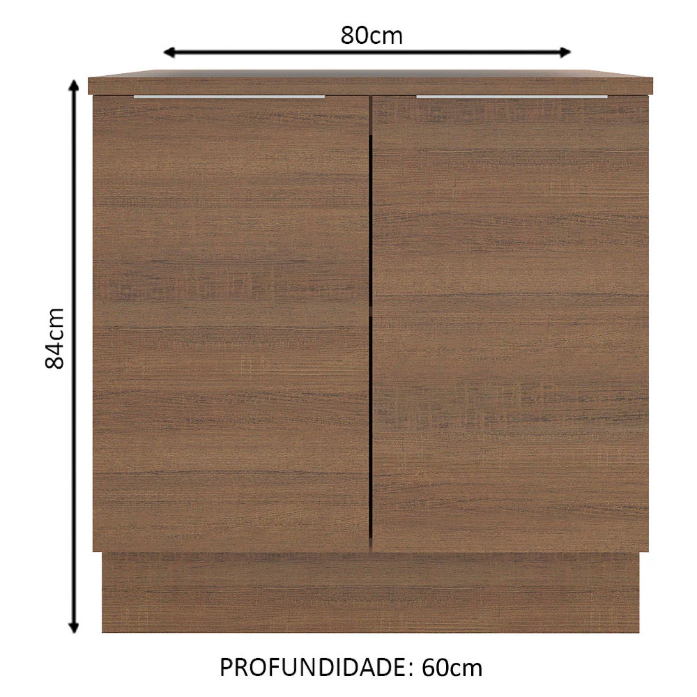 Balcão Madesa Stella 80 x 60 cm 2 Portas (Com Tampo) Rustic - Image 2