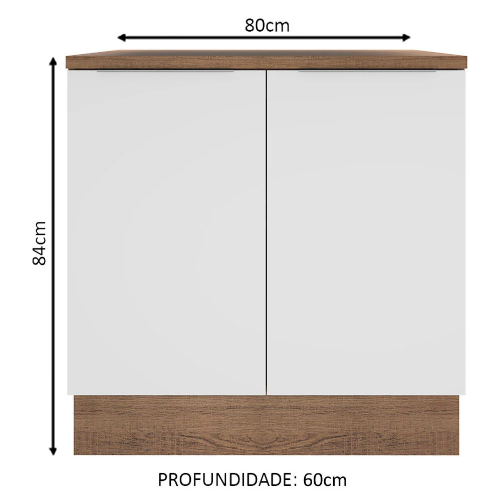 Balcão Madesa Stella 80 x 60 cm 2 Portas (Com Tampo) Rustic/Branco - Image 2