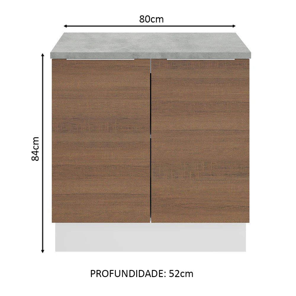 Balcão Madesa Stella 80 cm 2 Portas Branco/Rustic - Image 2