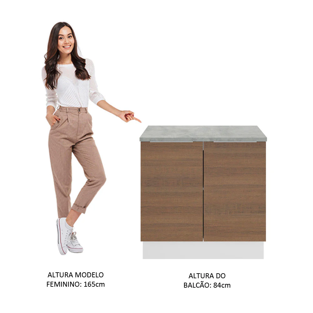 Balcão Madesa Stella 80 cm 2 Portas Branco/Rustic - Image 5