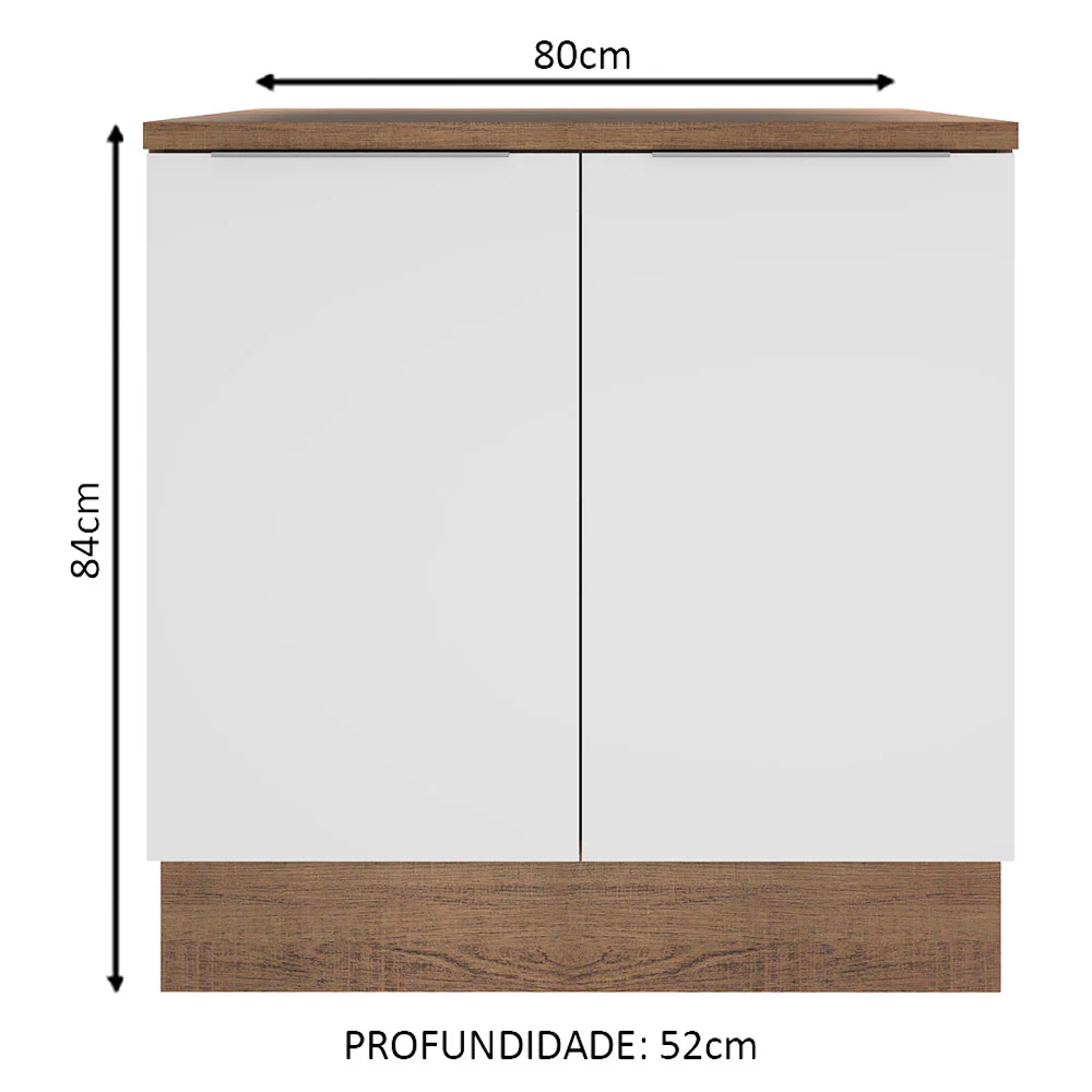 Balcão Madesa Stella 80 cm 2 Portas Rustic/Branco - Image 2