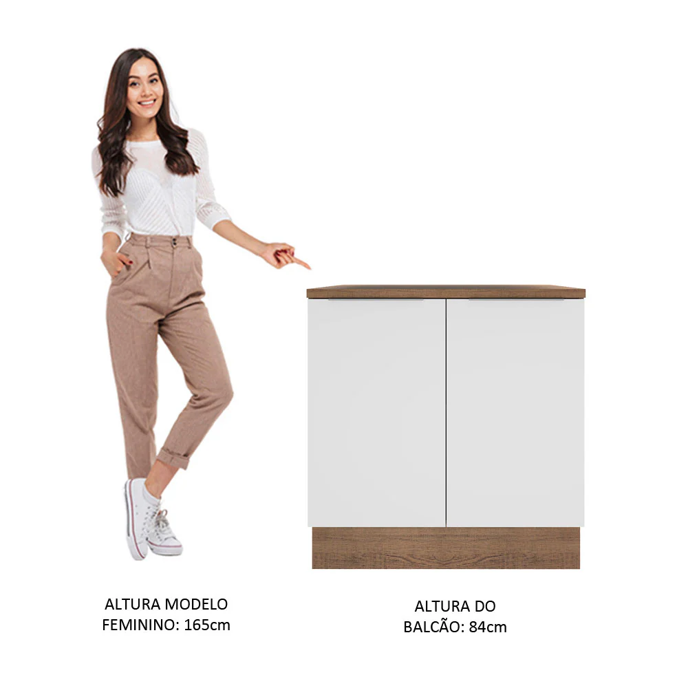 Balcão Madesa Stella 80 cm 2 Portas Rustic/Branco - Image 5