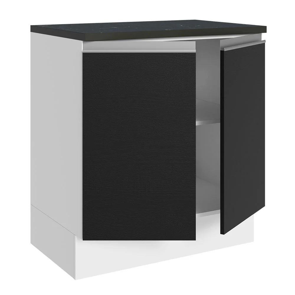 Balcão 100% MDF 70 cm 2 Portas Branco/Preto Acordes Madesa - Image 5