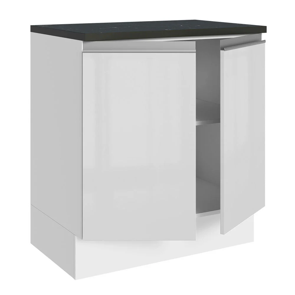 Balcão 100% MDF 70 cm 2 Portas Frentes Branco Brilho Acordes Madesa - Image 5