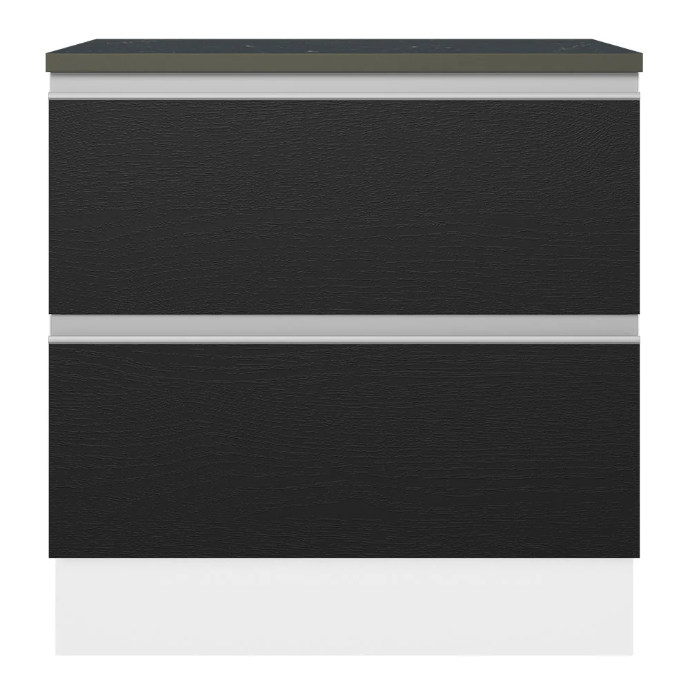 Balcão 100% MDF 80cm 2 Gavetas Branco/Preto Acordes Madesa - Image 5