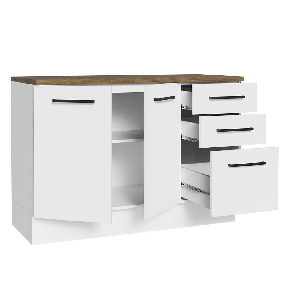 Balcão Multiuso 120cm 2 Portas 3 Gavetas Branco/Rustic Agata Madesa - Image 5