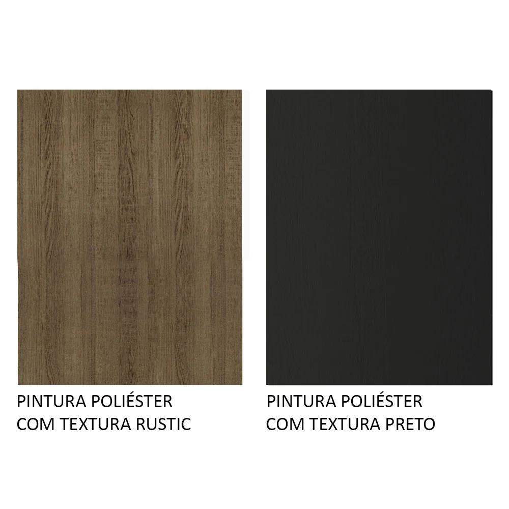 Balcão Multiuso 120cm 2 Portas 3 Gavetas Rustic/Preto Agata Madesa - Image 10