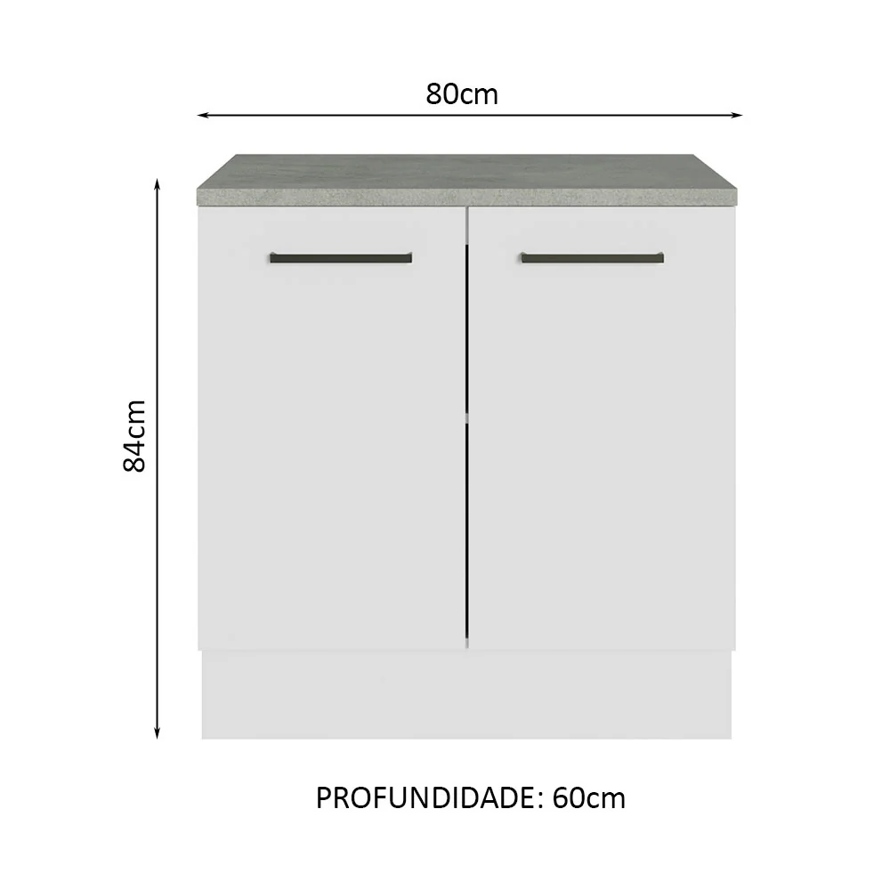 Balcão Multiuso 80cm 2 Portas Branco Agata Madesa - Image 3