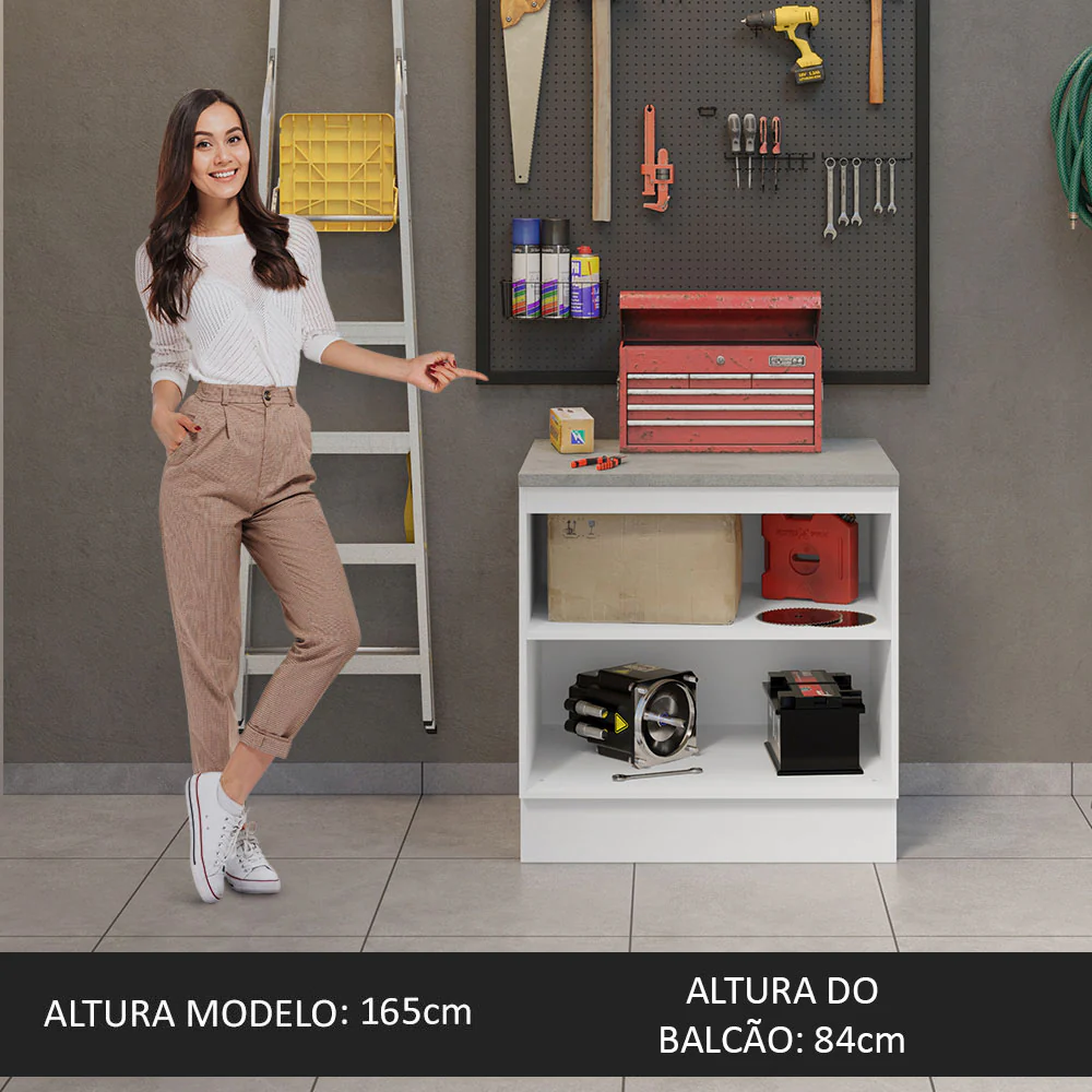 Balcão Multiuso 80cm 2 Portas Branco Agata Madesa - Image 5