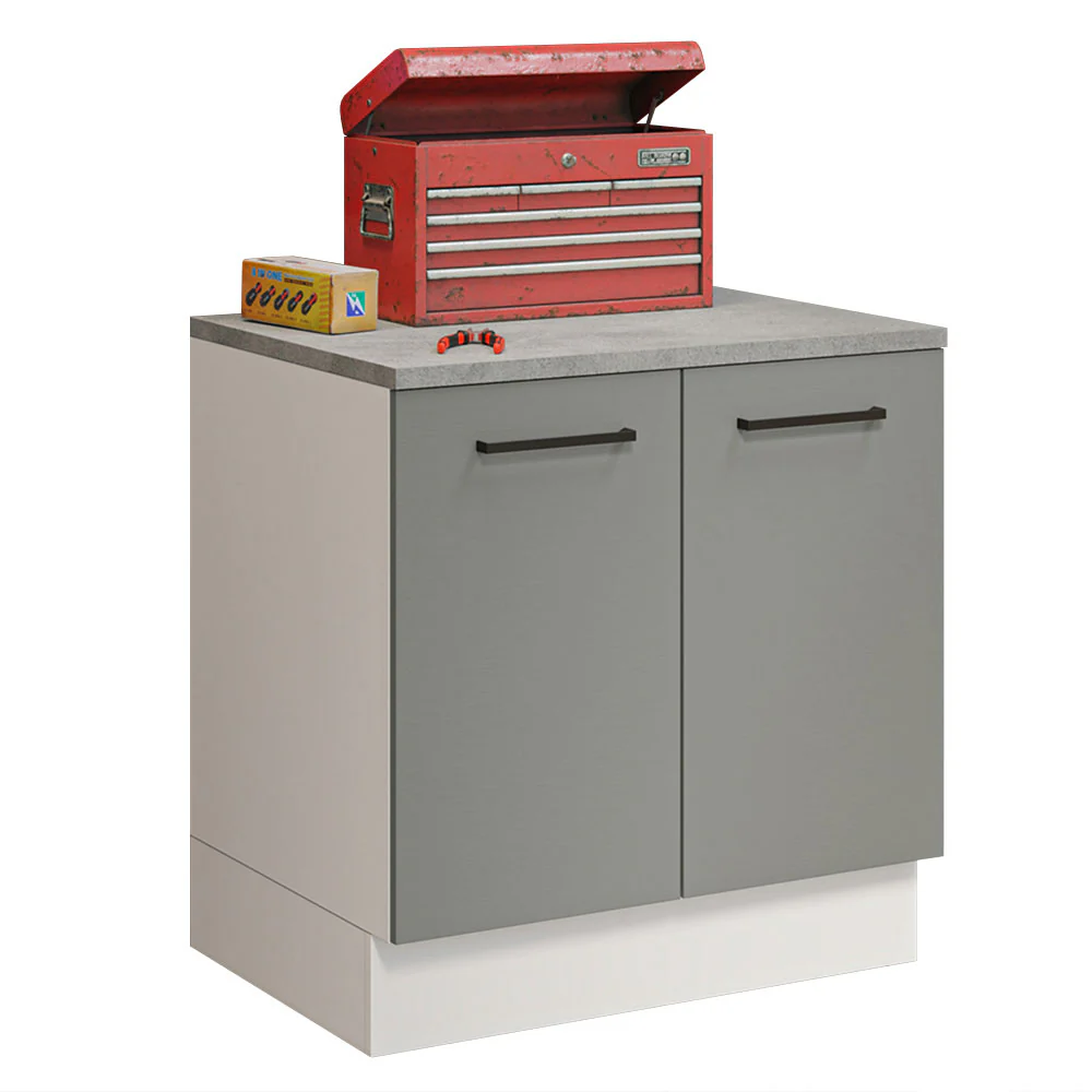 Balcão Multiuso 80cm 2 Portas Branco/Cinza Agata Madesa - Image 2