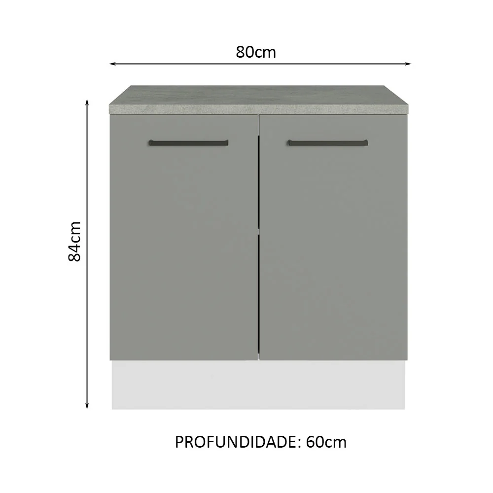 Balcão Multiuso 80cm 2 Portas Branco/Cinza Agata Madesa - Image 3
