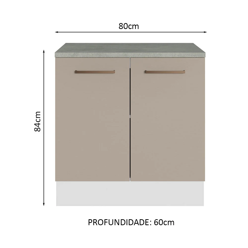 Balcão Multiuso 80cm 2 Portas Branco/Crema Agata Madesa - Image 3