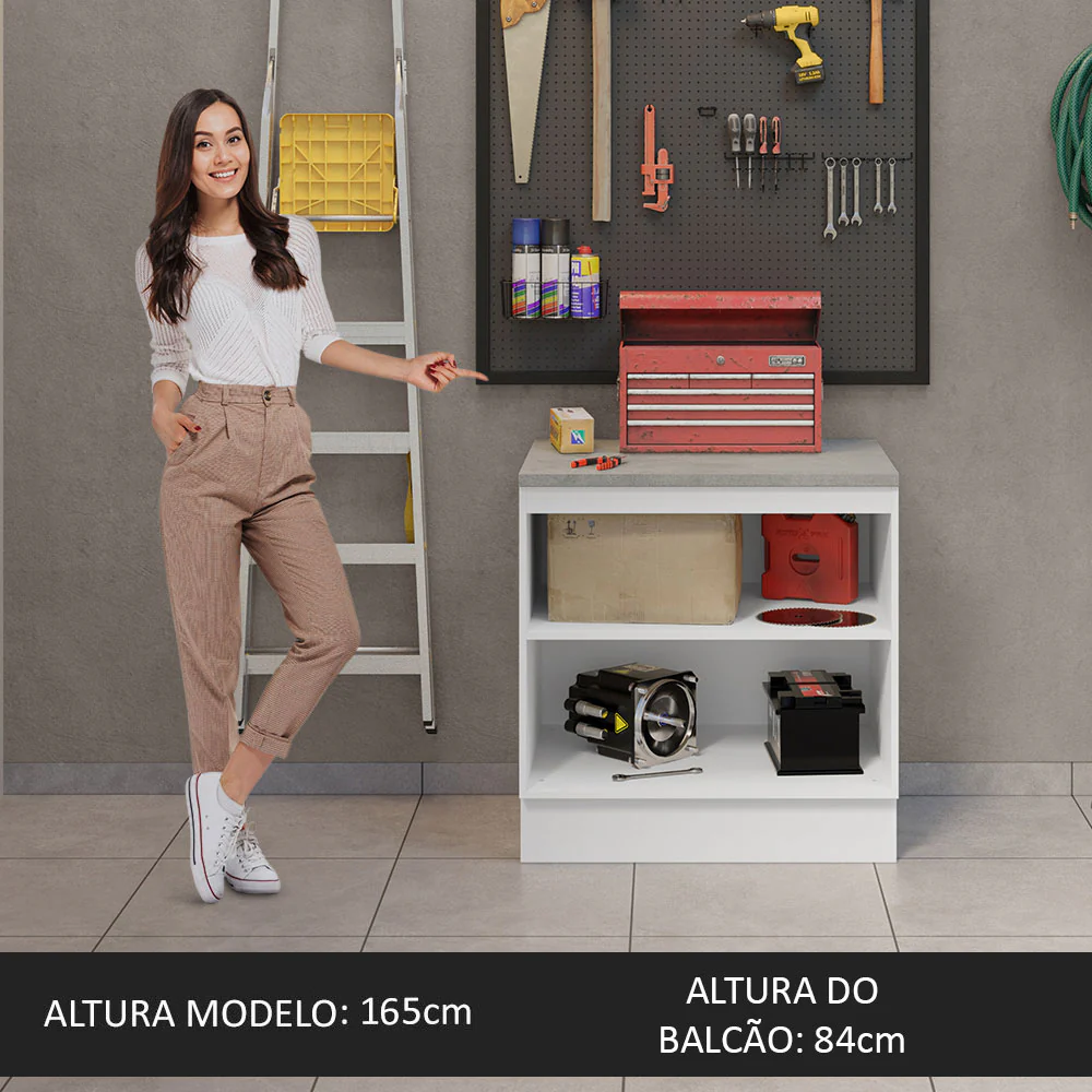 Balcão Multiuso 80cm 2 Portas Branco/Crema Agata Madesa - Image 5