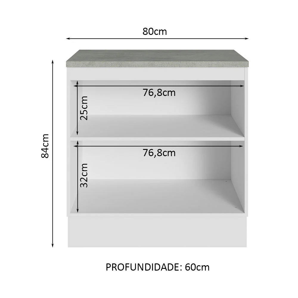 Balcão Multiuso 80cm 2 Portas Branco/Preto Agata Madesa - Image 4