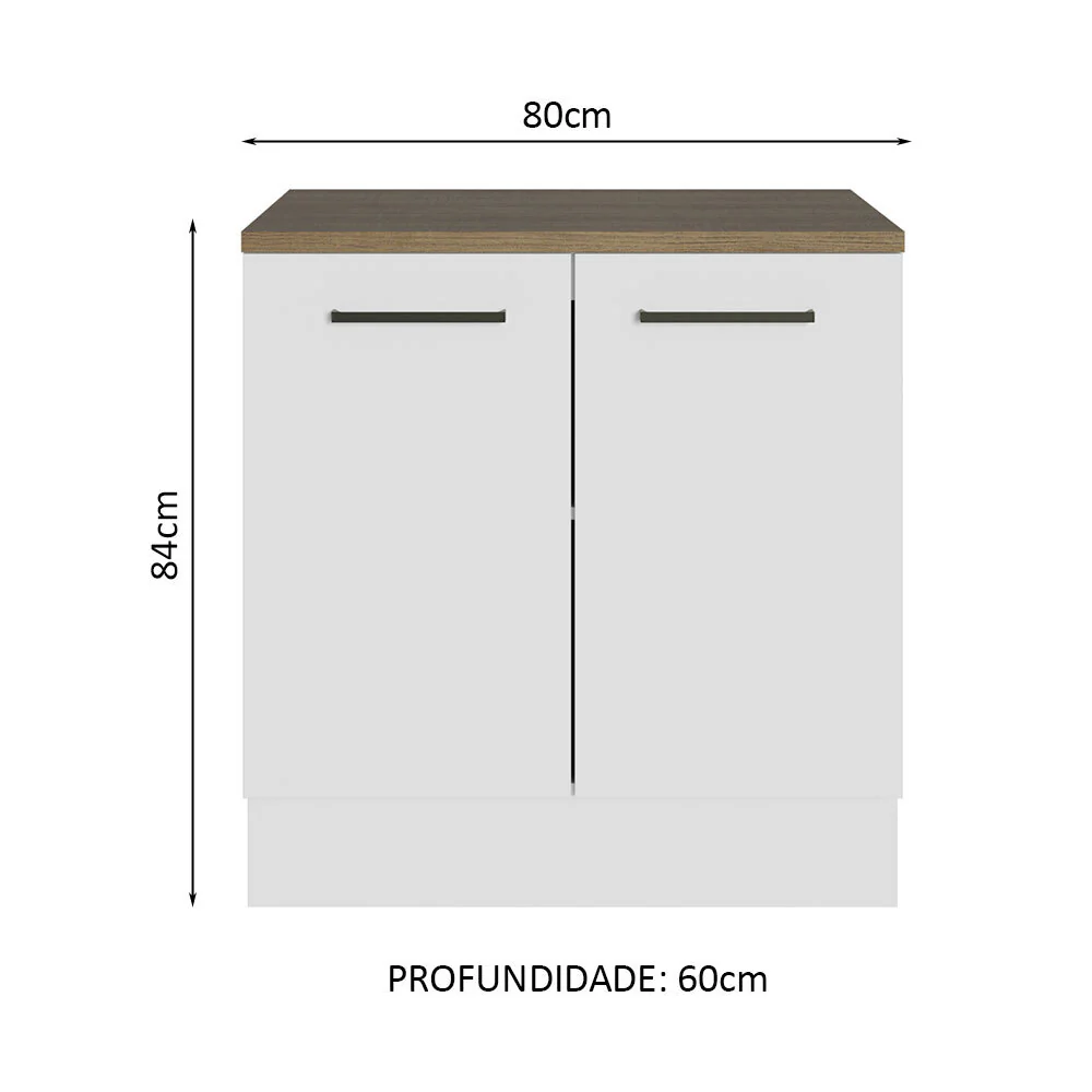 Balcão Multiuso 80cm 2 Portas Branco/Rustic Agata Madesa - Image 3