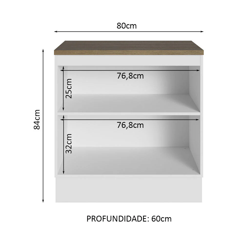 Balcão Multiuso 80cm 2 Portas Branco/Rustic Agata Madesa - Image 4