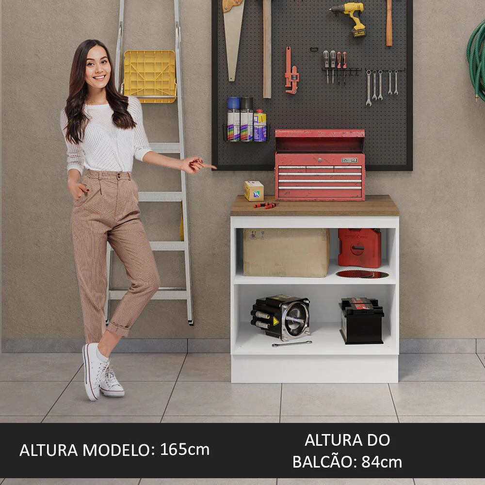 Balcão Multiuso 80cm 2 Portas Branco/Rustic Agata Madesa - Image 5