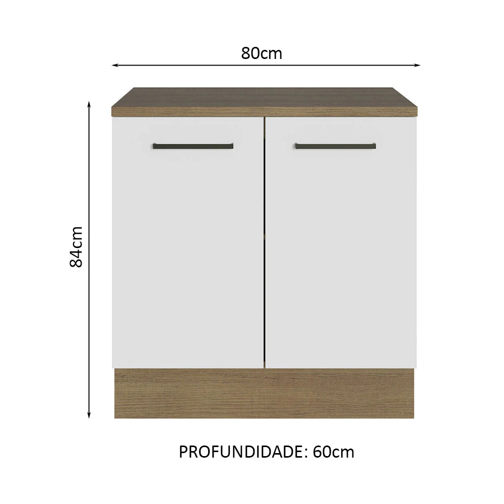 Balcão Multiuso 80cm 2 Portas Rustic/Branco Agata Madesa - Image 3
